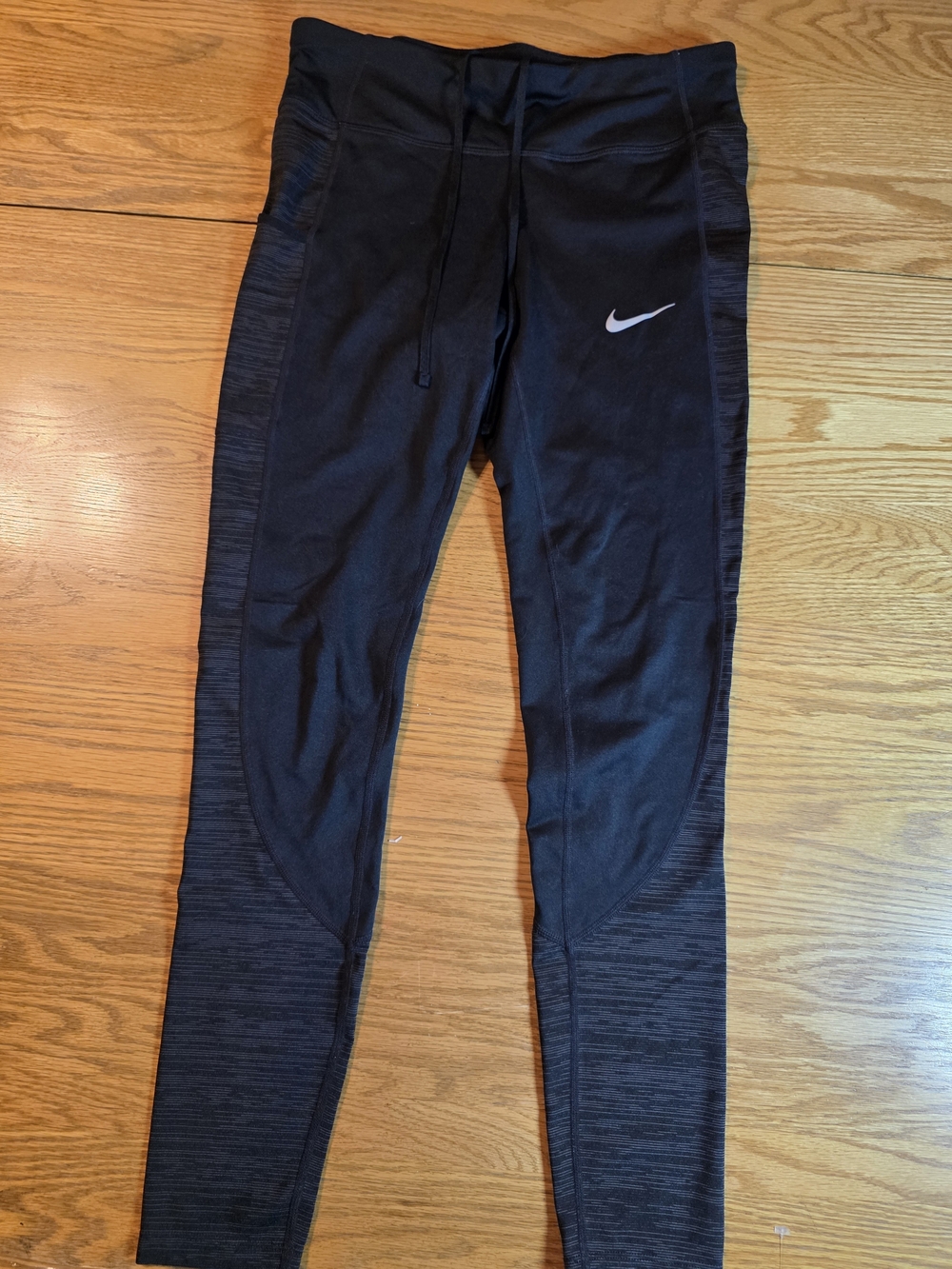 Nike Women’s Black Dri-FIT Running Leggings Medium Drawstring Waist